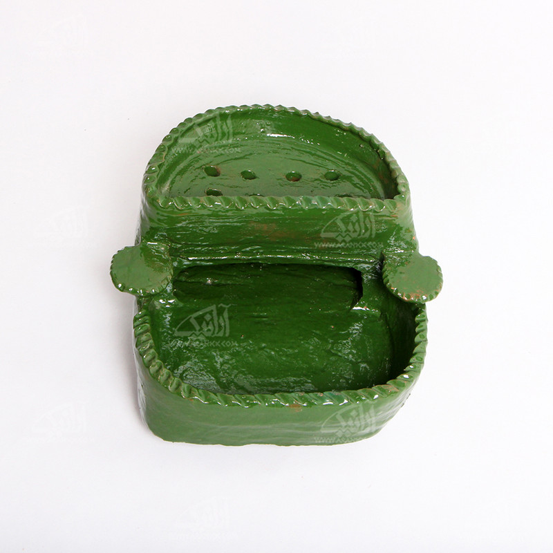 آتش دان سفالی آرانیک لعاب ساده طرح دیبا رنگ سبز مدل 1000700004