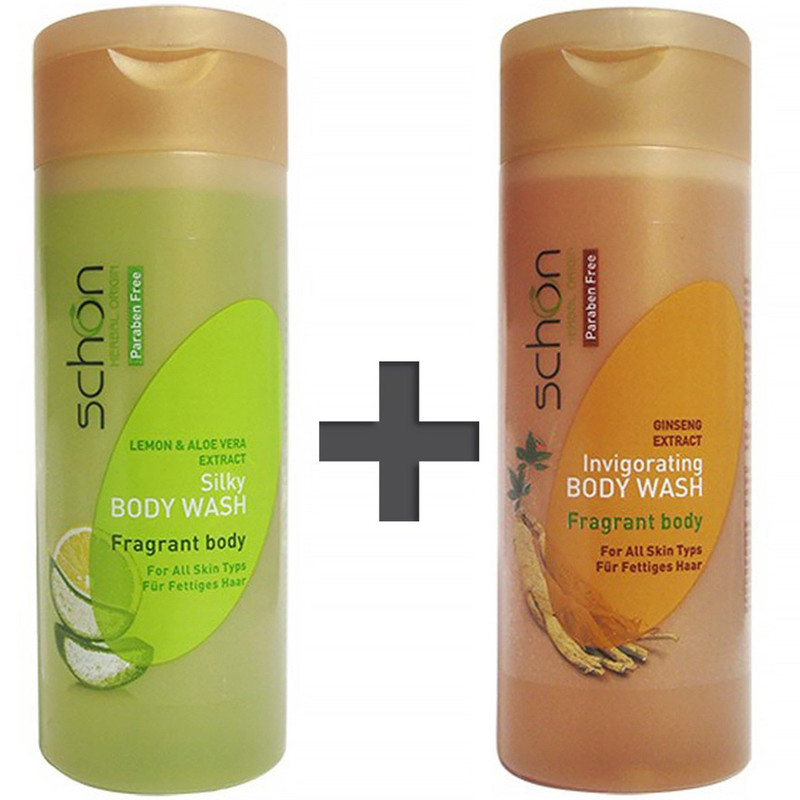پک شامپو بدن شون مدل Aloevera And lemon و شامپو بدن مدل Ginseng حجم 250 میلی لیتر