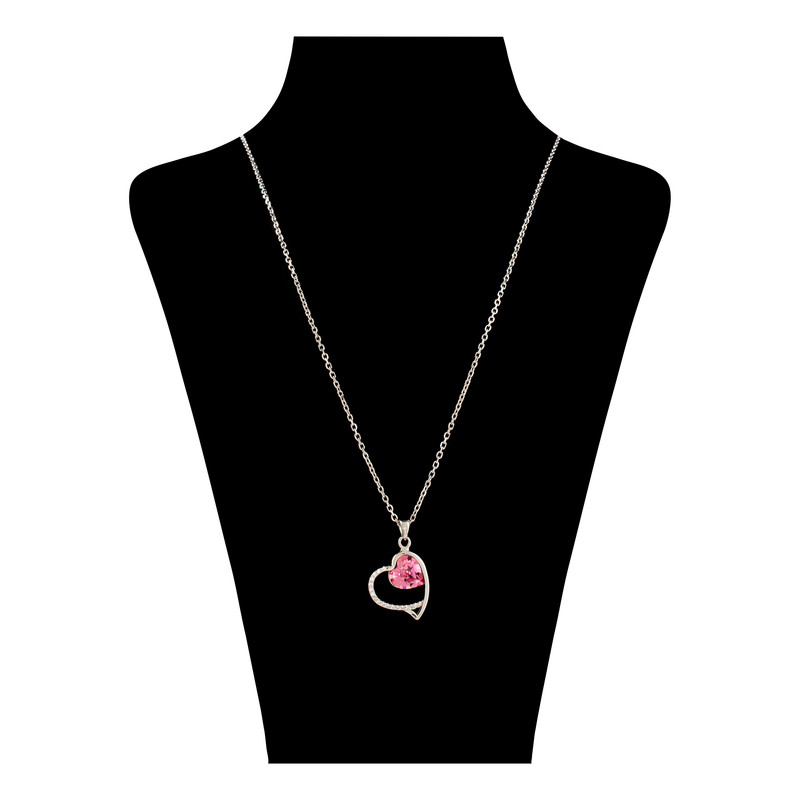 گردنبند نقره زنانه سواروسکی مدل دو قلب خاص کد 878754