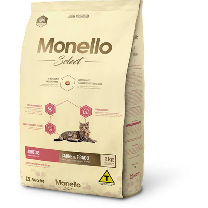 غذا خشک گربه بالغ مونلو مدل گوشت و جگر وزن 2 کیلوگرم