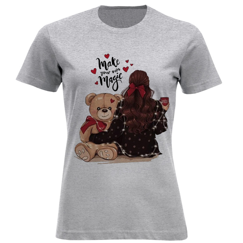 تی شرت اورسایز زنانه مدل دختر و خرس کد A10