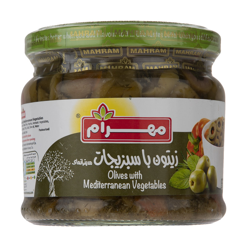 زیتون با سبزیجات مدیترانه ای مهرام مقدار 320 گرم