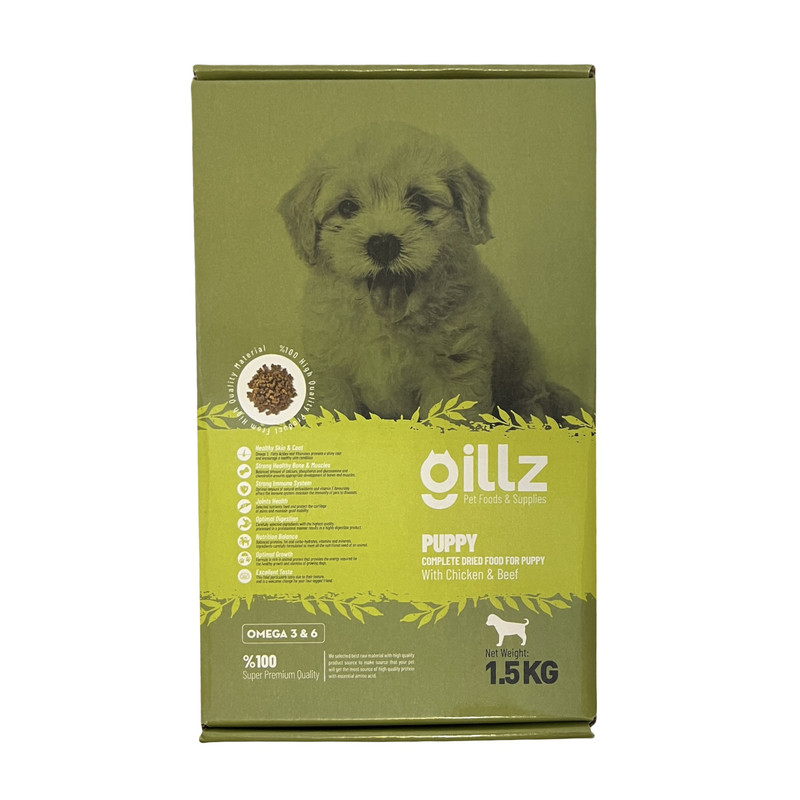 خرید و قیمت غذا خشک سگ گیلز مدل پاپی با طعم مرغ و گوشت وزن 1.5 کیلوگرم