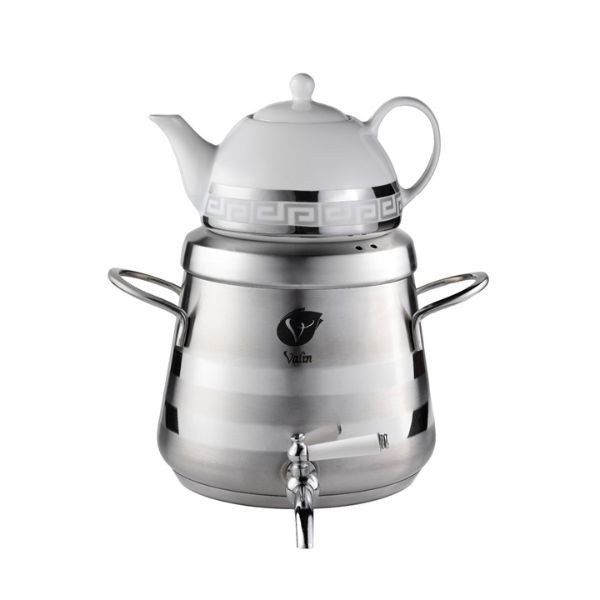 خرید و قیمت ست کتری و قوری والین مدل پیرامید براق با دوخط مات کد K065