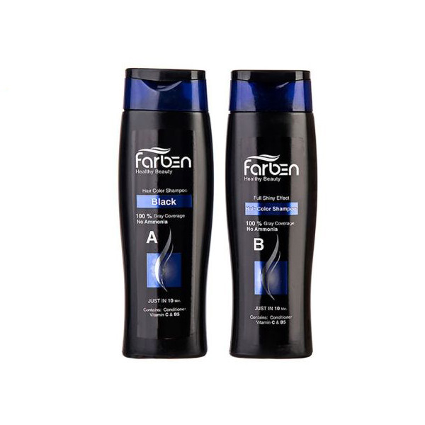 خرید و قیمت شامپو رنگ فاربین مدل 1.0 حجم 250 میلی لیتر رنگ مشکی به همراه شامپو تثبیت کننده رنگ مو فاربن مدل 01 حجم 250 میلی لیتر