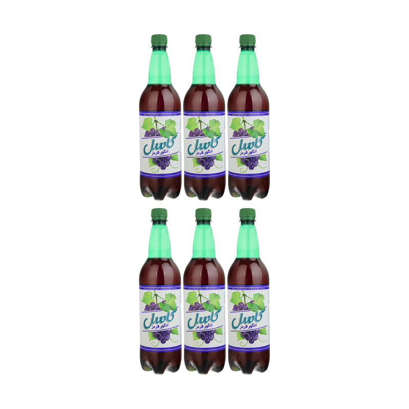 نوشیدنی بدون الکل انگور قرمز کاسل حجم 1 لیتر بسته 6 عددی