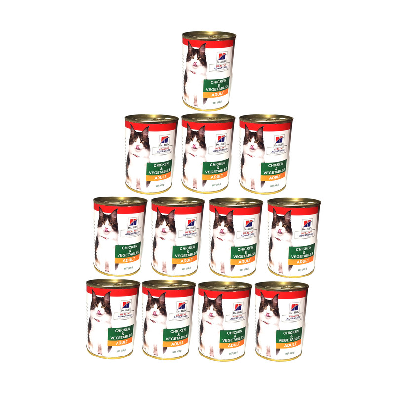 کنسرو غذای گربه بالغ دکتر هیلز مدل مرغ وزن 420 گرم بسته 12 عددی
