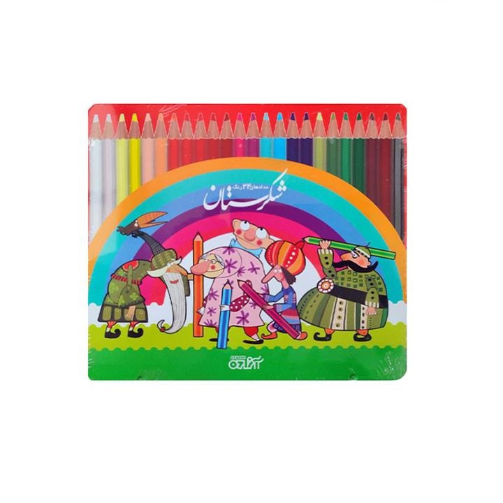 مداد رنگی 24 رنگ آزاده مدل شکرستان فلزی