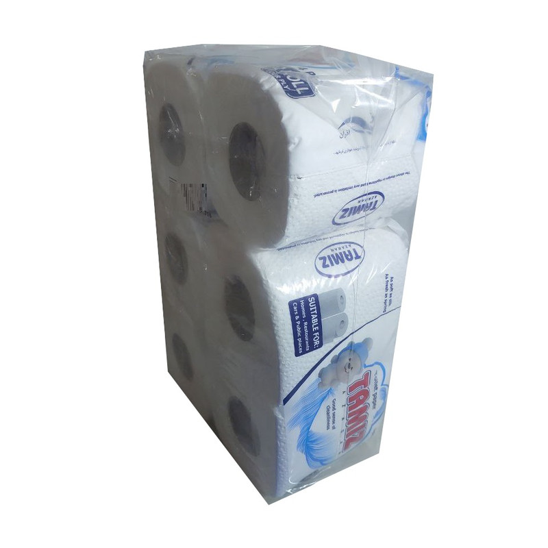 خرید و قیمت دستمال توالت 90 برگ 4 لایه تمیز آذران مدل دلسی بسته 6 عددی