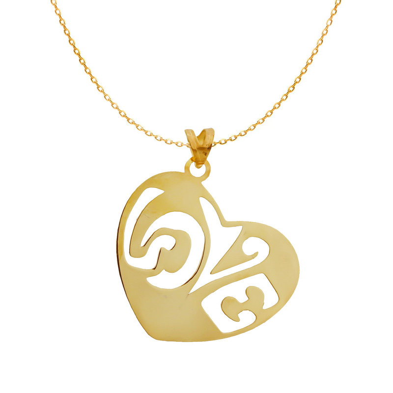 گردنبند طلا دست اول کم اجرت 18 عیار زنانه مایا ماهک مدل قلب و لاو کد KMM1498