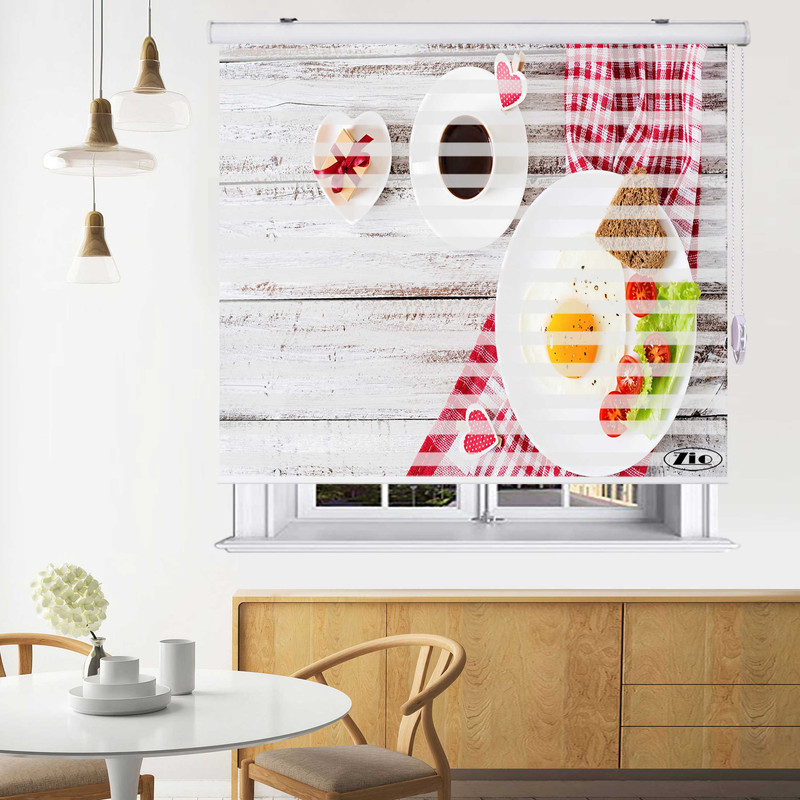 خرید و قیمت پرده زبرا زیو طرح صبحانه کد B1 سایز 250x280 سانتی متر