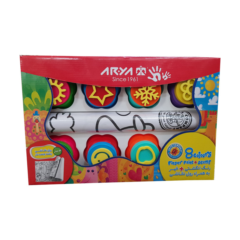رنگ انگشتی 8 رنگ آریا کد 7031 به همراه رول رنگ