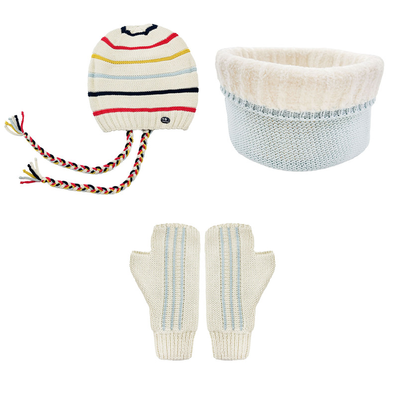 ست کلاه و شال گردن و ساق دست بافتنی بچگانه مدل 165024