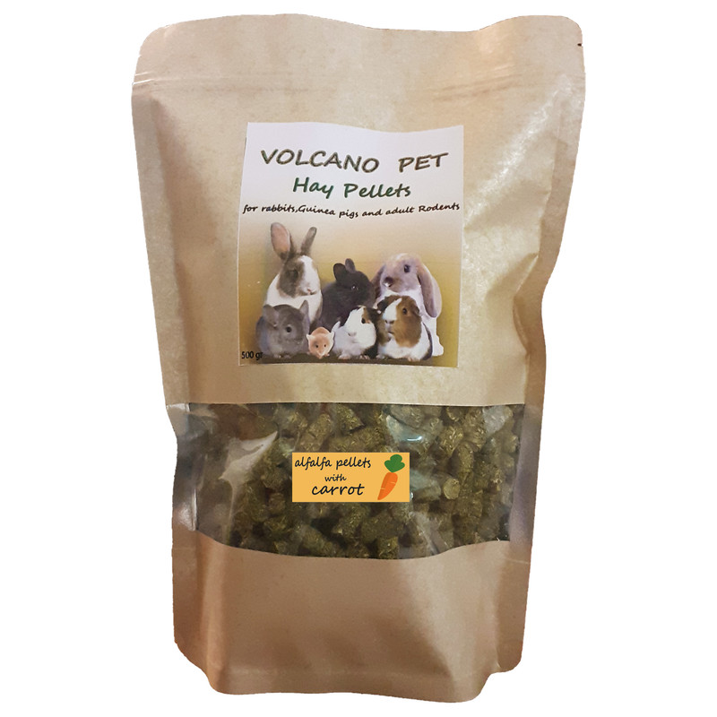 غذای خشک خرگوش و خوکچه هندی مدل پلت یونجه هویج وزن 500 گرم