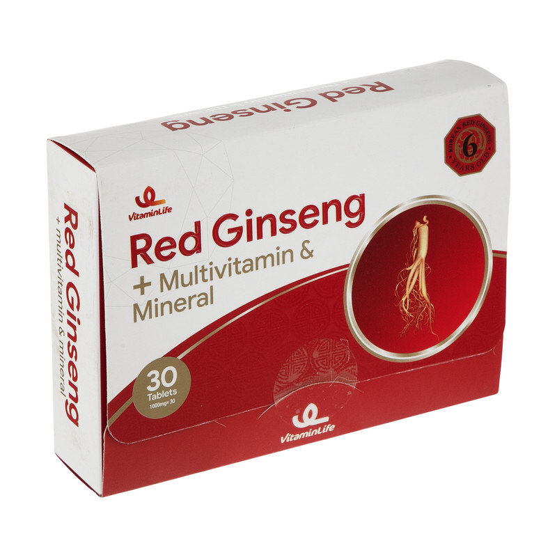 خرید و قیمت قرص رد جینسینگ پاور مولتی ویتامین و مینرال ویتامین لایف بسته 30 عددی