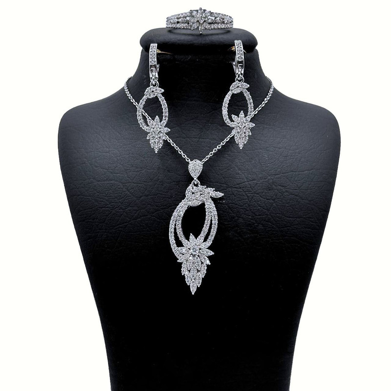 نیم ست نقره زنانه مدل فلاورر ماه کد 000127