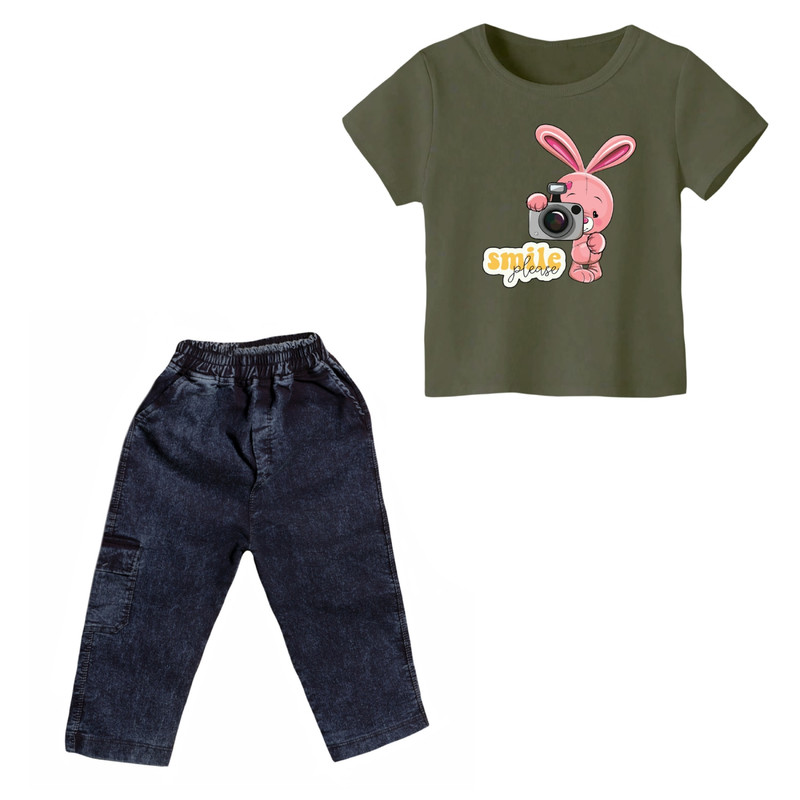 خرید و قیمت ست تی شرت و شلوارک دخترانه مدل خرگوش کد 09