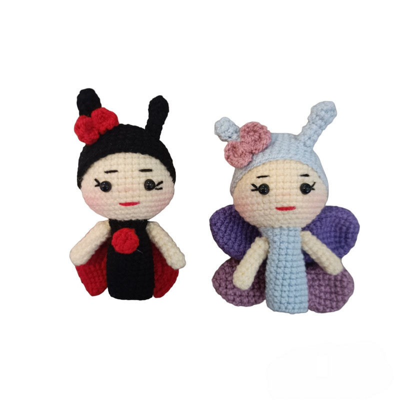 عروسک بافتنی مدل انگشتی پروانه و کفشدوزک مجموعه2 عددی