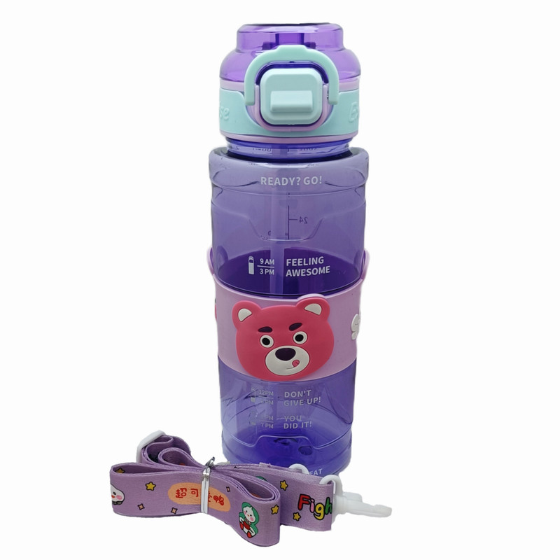 خرید و قیمت قمقمه کودک مدل بند دار طرح خرس و توت فرنگی گنجایش 0.8 لیتر