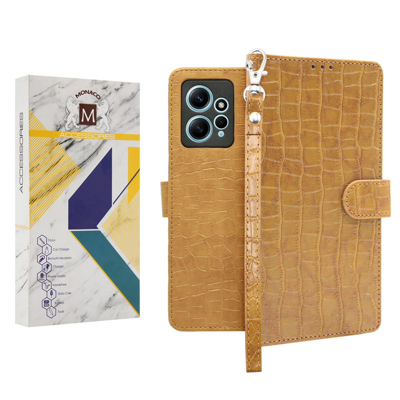 خرید و قیمت کیف کلاسوری موناکو مدل Cayenne مناسب برای گوشی موبایل شیائومی Redmi Note 12 4G به همراه بند آویز