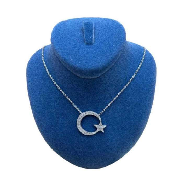 گردنبند نقره زنانه مدل ماه و ستاره BARF 12