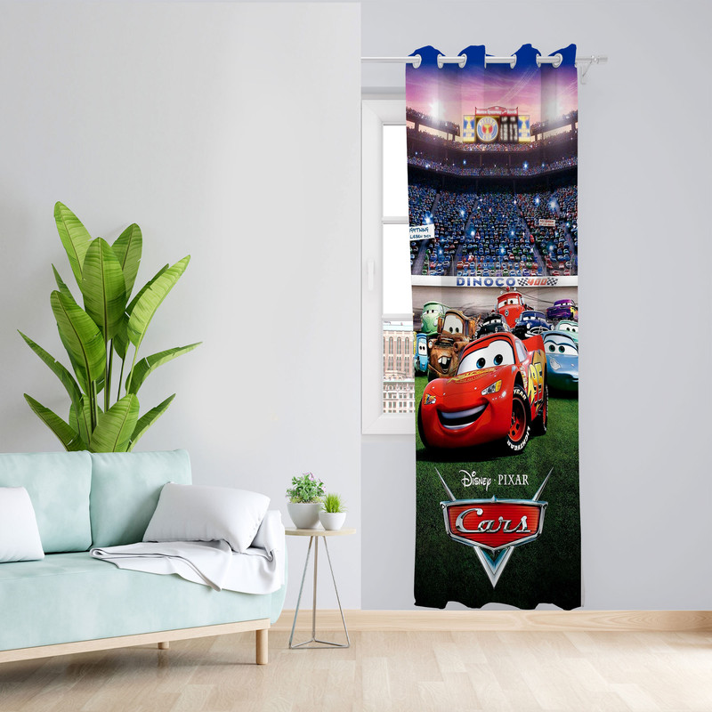 پرده مدل کارتون ماشین ها مخمل پانچی کد 1994 سایز 140x280 سانتی متر