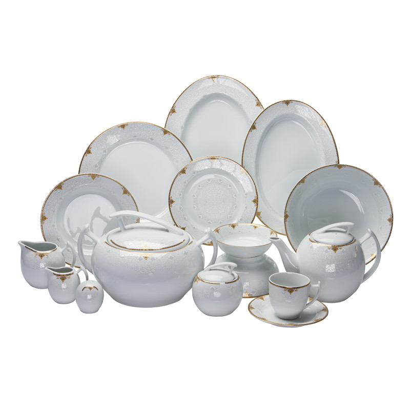 خرید و قیمت سرویس غذاخوری 85 پارچه چینی توس ایران قالب پاویون مدل لینوا درجه یک