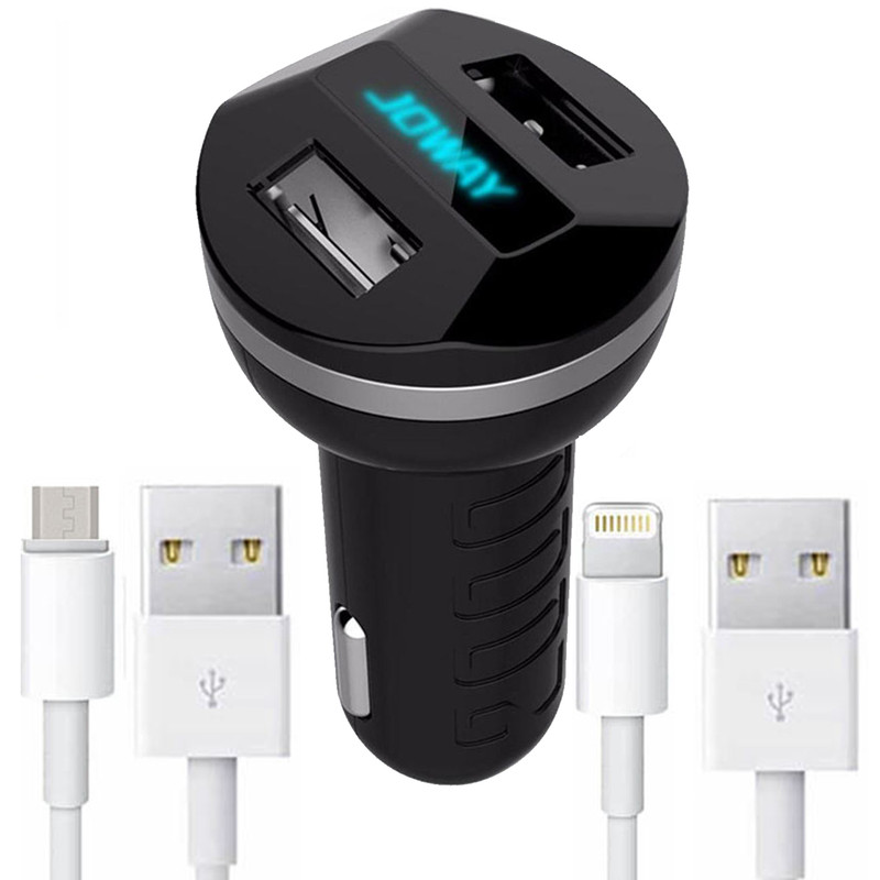 شارژر فندکی جووی مدل JC16 به همراه کابل تبدیل لایتنینگ و microUSB