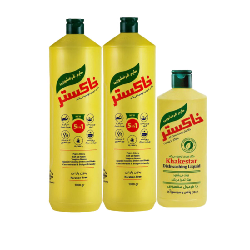 مایع ظرفشویی خاکستر مدل 02 وزن 1000 گرم بهمراه مایع ظرفشویی خاکستر مدل 01 وزن 500 گرم مجموعه 3 عددی