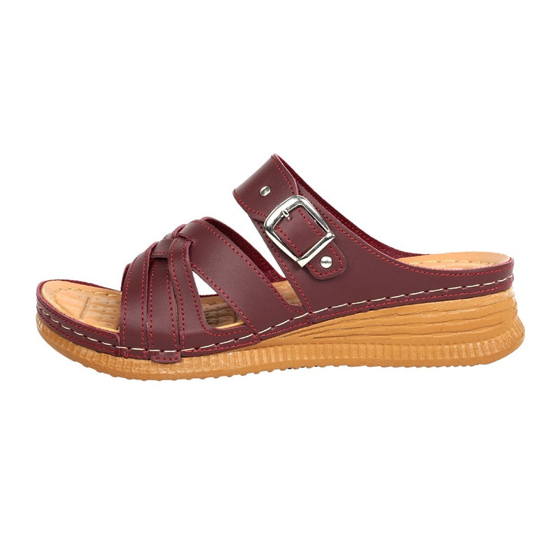 دمپایی زنانه پاپا مدل دلوین رنگ زرشکی