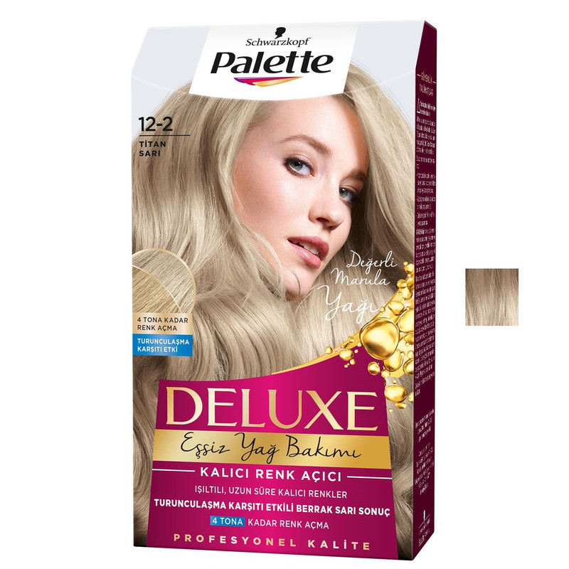 کیت رنگ مو پلت سری DELUXE شماره 12-2 حجم 50 میلی لیتر رنگ بلوند تیتانیومی