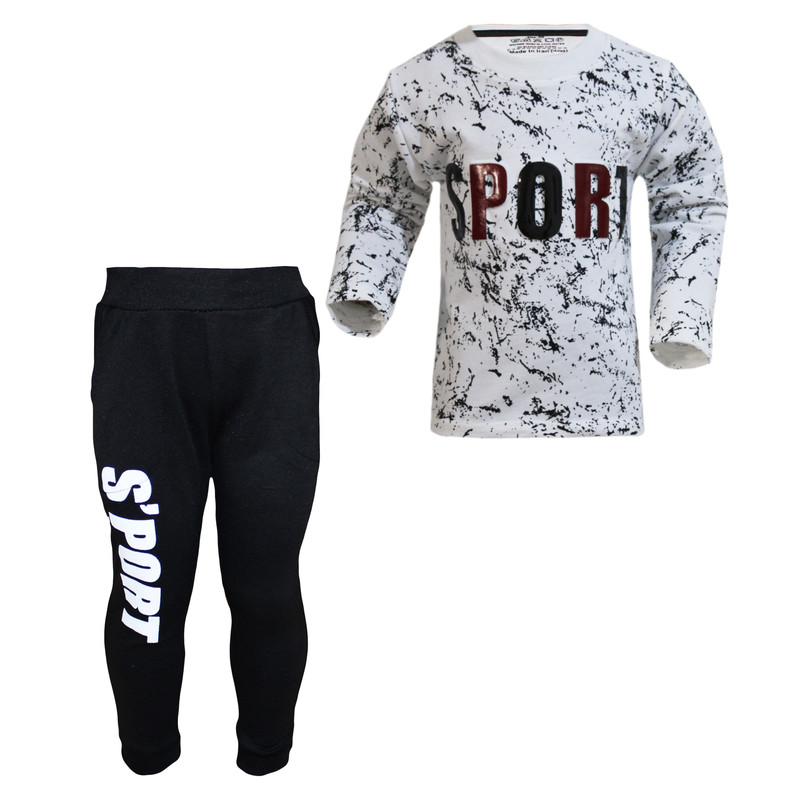 ست تی شرت و شلوار پسرانه چیندکا مدل حروف برجسته کد 111