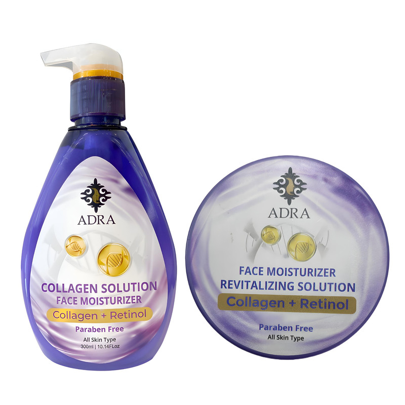 خرید و قیمت کرم آبرسان آدرا مدل کلاژن حجم 300 میلی لیتر به همراه کرم آبرسان آدرا مدل 01 حجم 200 میلی لیتر