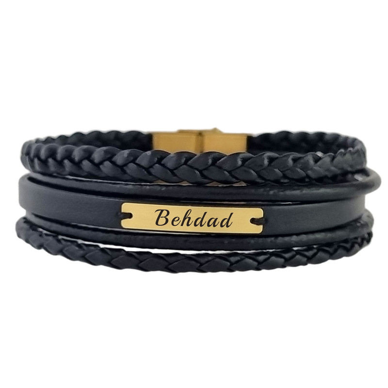 خرید و قیمت دستبند طلا 18 عیار مردانه لیردا طرح اسم بهداد 13401