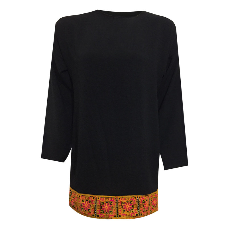 خرید و قیمت تونیک زنانه مدل نخی ابر و بادی سوزندوزی tm-2666 رنگ مشکی