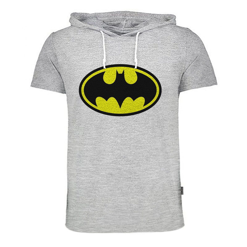 تی شرت کلاه دار مردانه به رسم مدل بتمن کد 9169