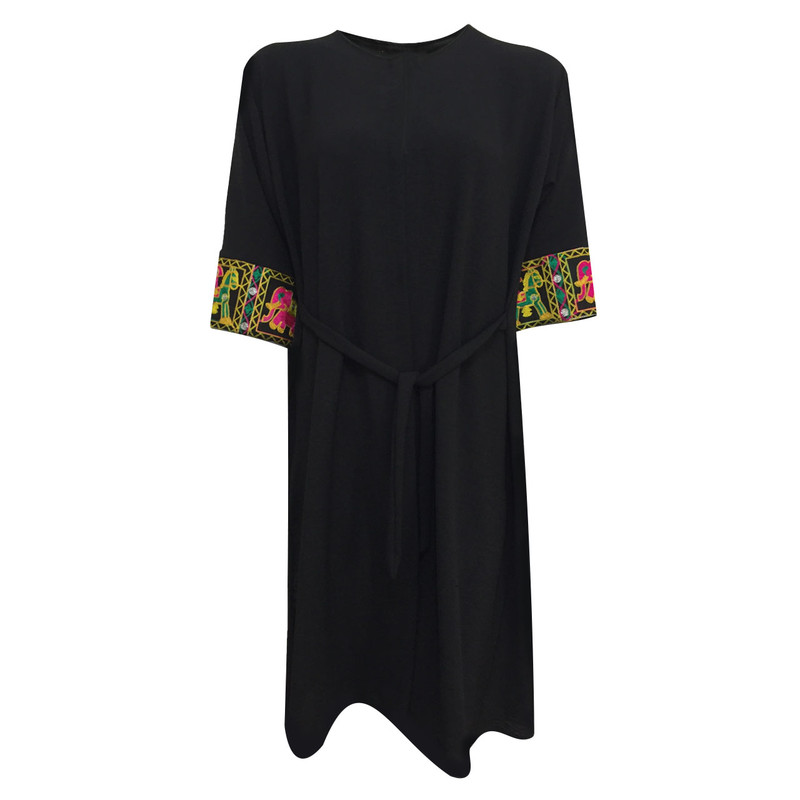 مانتو زنانه مدل نخی ابر و بادی سوزندوزی هندی کد tm-2709 رنگ مشکی