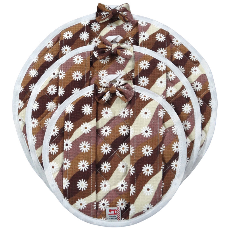 ست دمکنی 3 تکه منسوجات خسروشاهی برتر مدل بندی طرح امواج کد DAM21