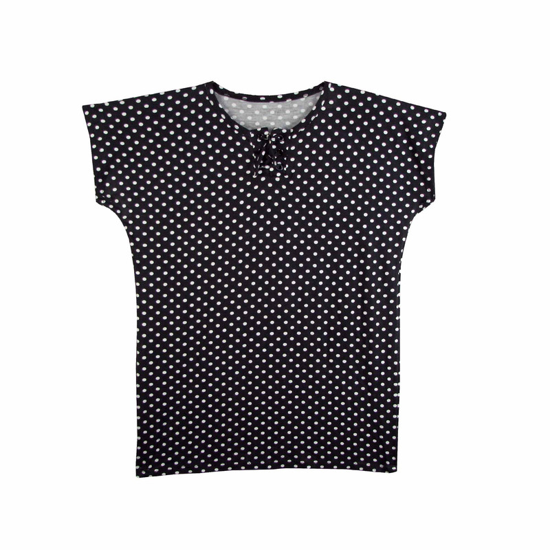 تی شرت آستین کوتاه زنانه مدل خال خالی رنگ مشکی