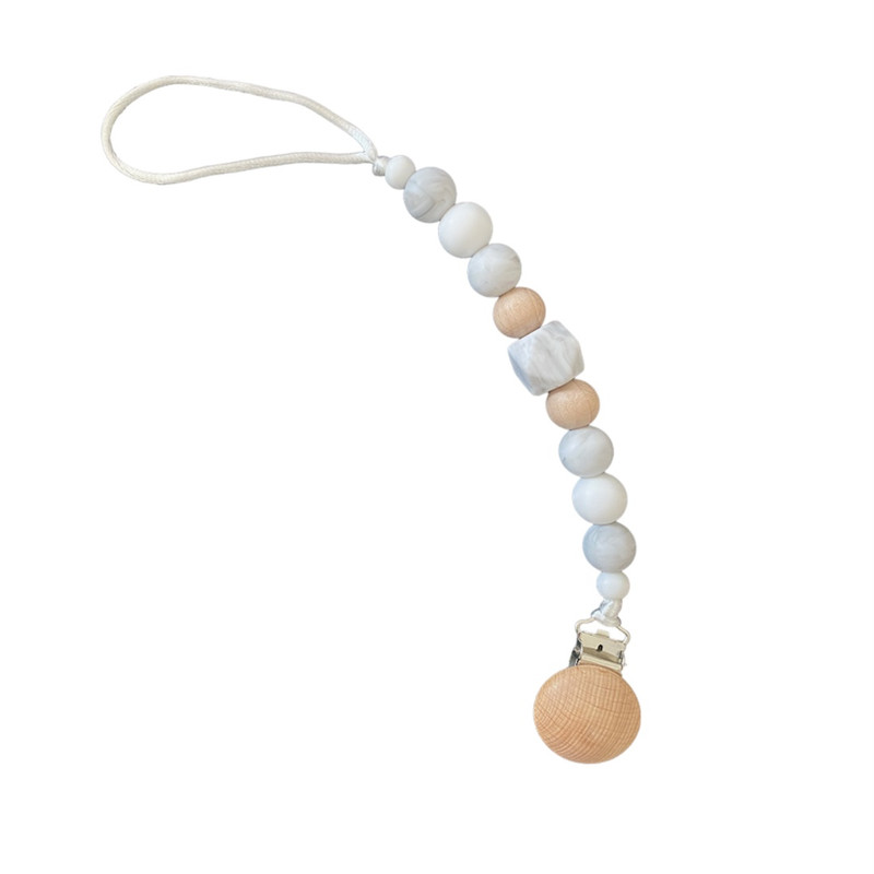 زنجیر پستانک مدل مهره های سیلیکونی چوبی کد SI12