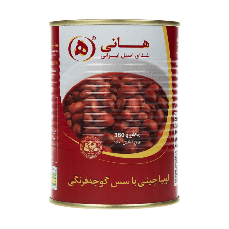 خرید و قیمت کنسرو لوبیا چیتی با سس گوجه فرنگی هانی مقدار 380 گرم