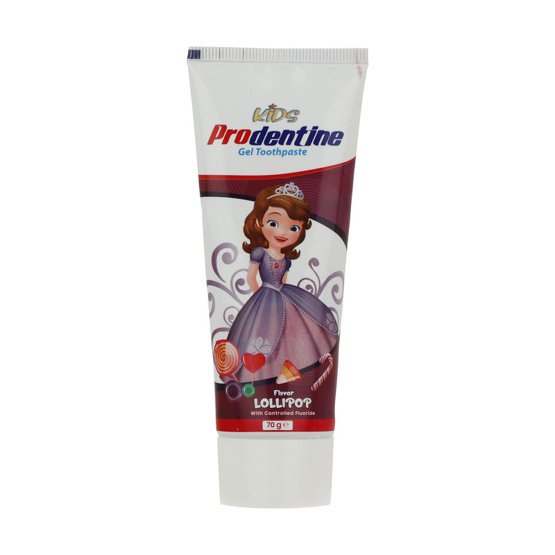 خرید و قیمت خمیر دندان ژلهای کودک پرودنتین مدل آبنبات چوبی طرح Sofia وزن 70 گرم