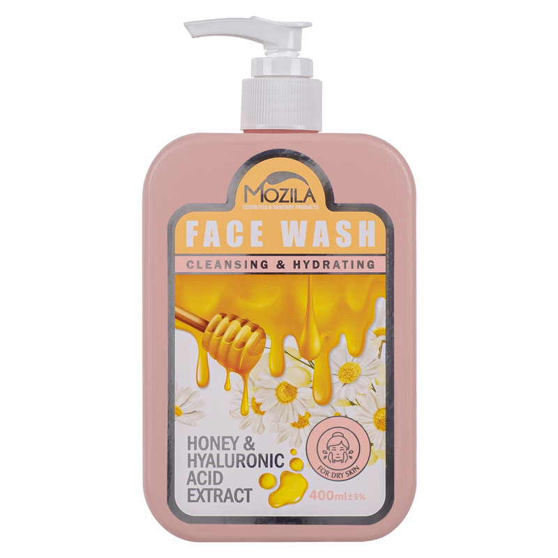 خرید و قیمت ژل شستشوی صورت موزیلا مدل هیالورونیک اسید و عسل مناسب پوست های خشک حجم 400 میلی لیتر