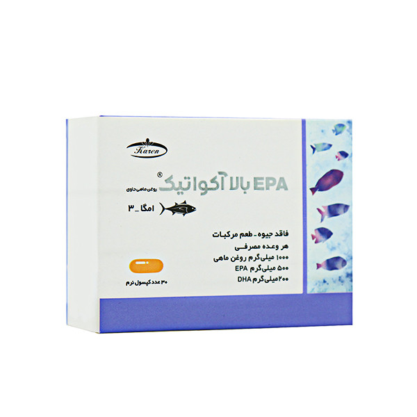 کپسول روغن ماهی حاوی EPA بالا آکواتیک کارن بسته 30 عددی