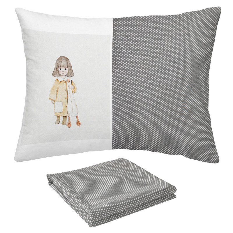 سرویس ملحفه مدل کشدار طرح دختر و اردک یکنفره 2 تکه