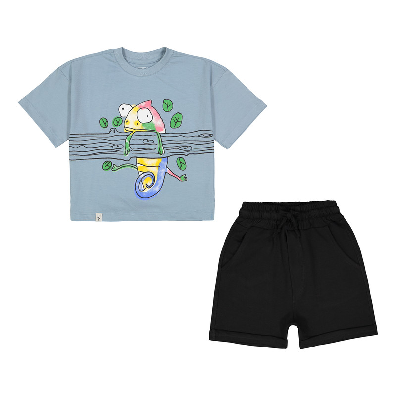 خرید و قیمت ست تی شرت و شلوارک پسرانه سون پون مدل 1567 رنگ آبی