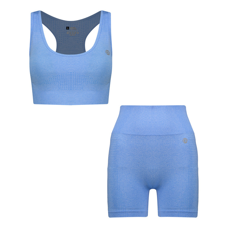 خرید و قیمت ست نیم تنه و شلوارک ورزشی زنانه دریم اسلیم مدل T024-02 رنگ آبی