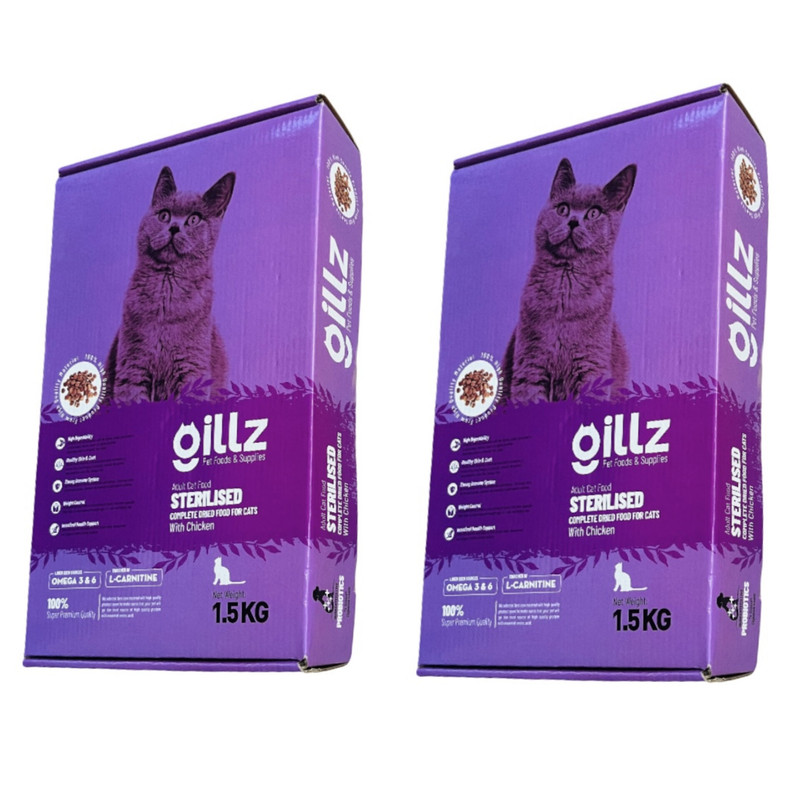 خرید و قیمت غذا خشک گربه گیلز مدل sterilized وزن 3 کیلوگرم بسته دو عددی