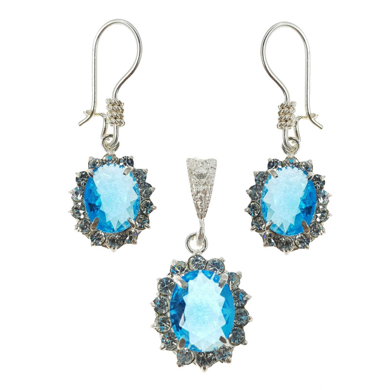 نیم ست نقره زنانه سلین کالا مدل توپاز کد 74