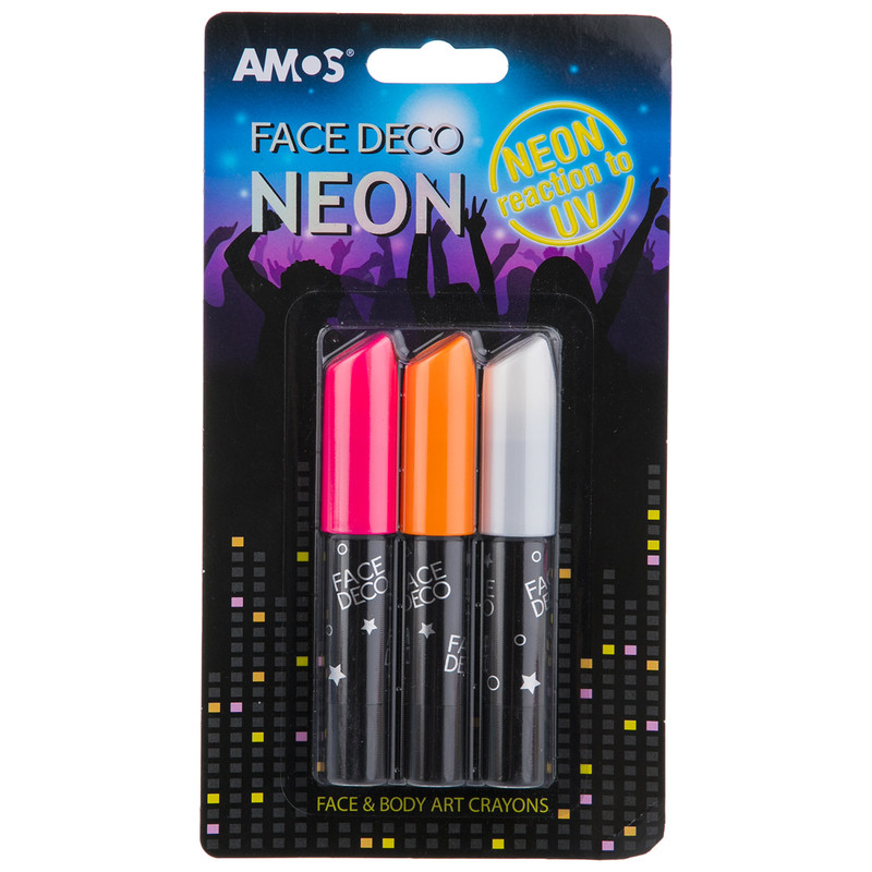پاستل گریم صورت آموس مدل Face Deco Neon بسته 3 رنگ